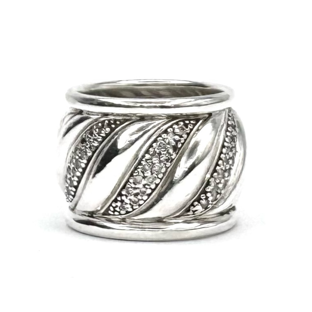 David Yurman Diamond Sculpted Cable Wide Band Ring